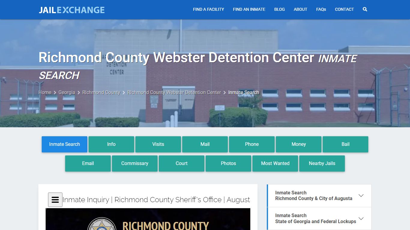 Richmond County Webster Detention Center Inmate Search